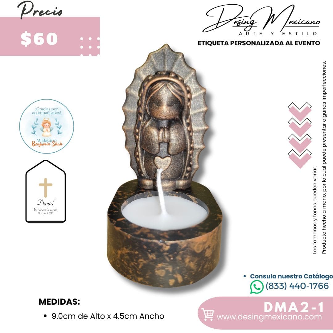 Virgen corazón con vela