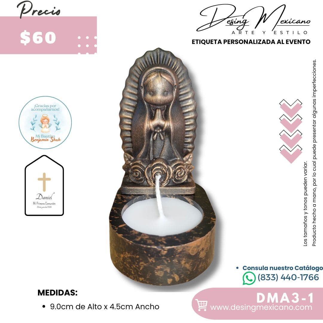 Virgen Flores con vela